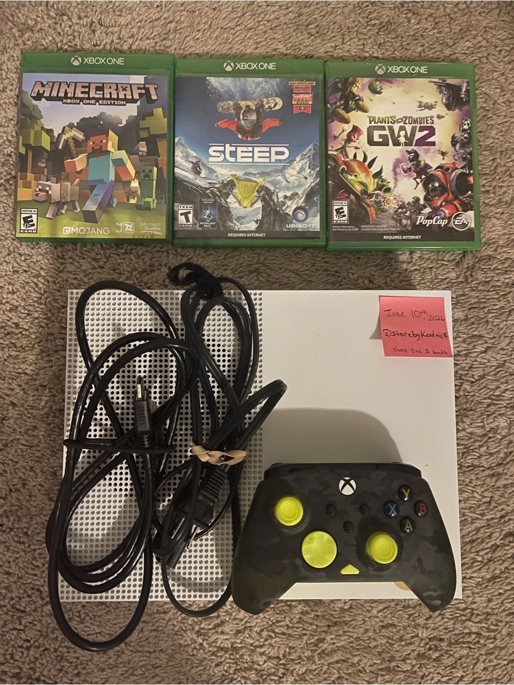 Xbox One S (512gb) Bundle w/ Camo Controller and 3 Games